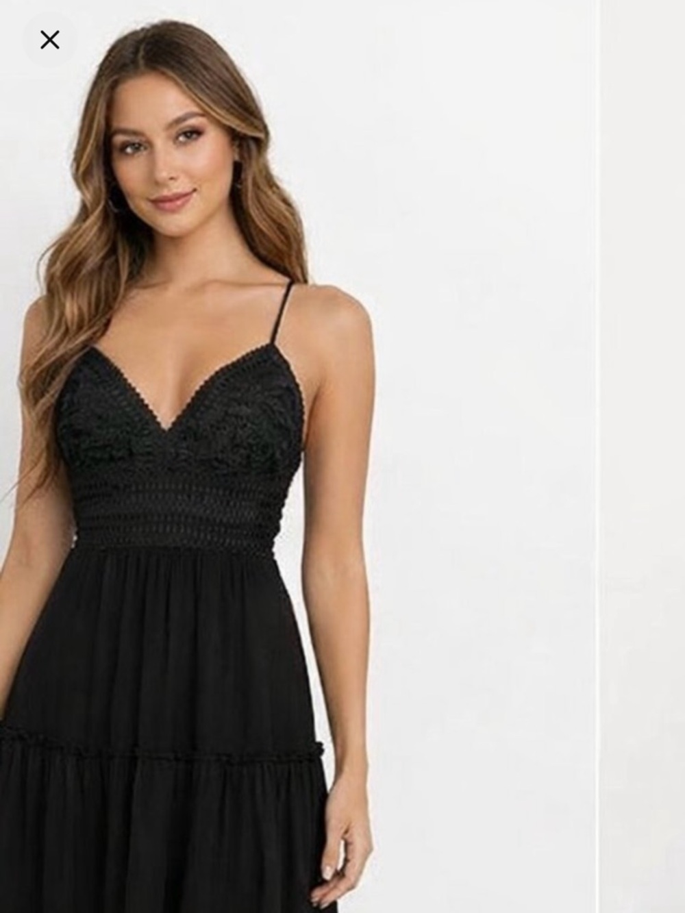 Love Tree Black Spaghetti-Strap Dress with Crochet Bodice